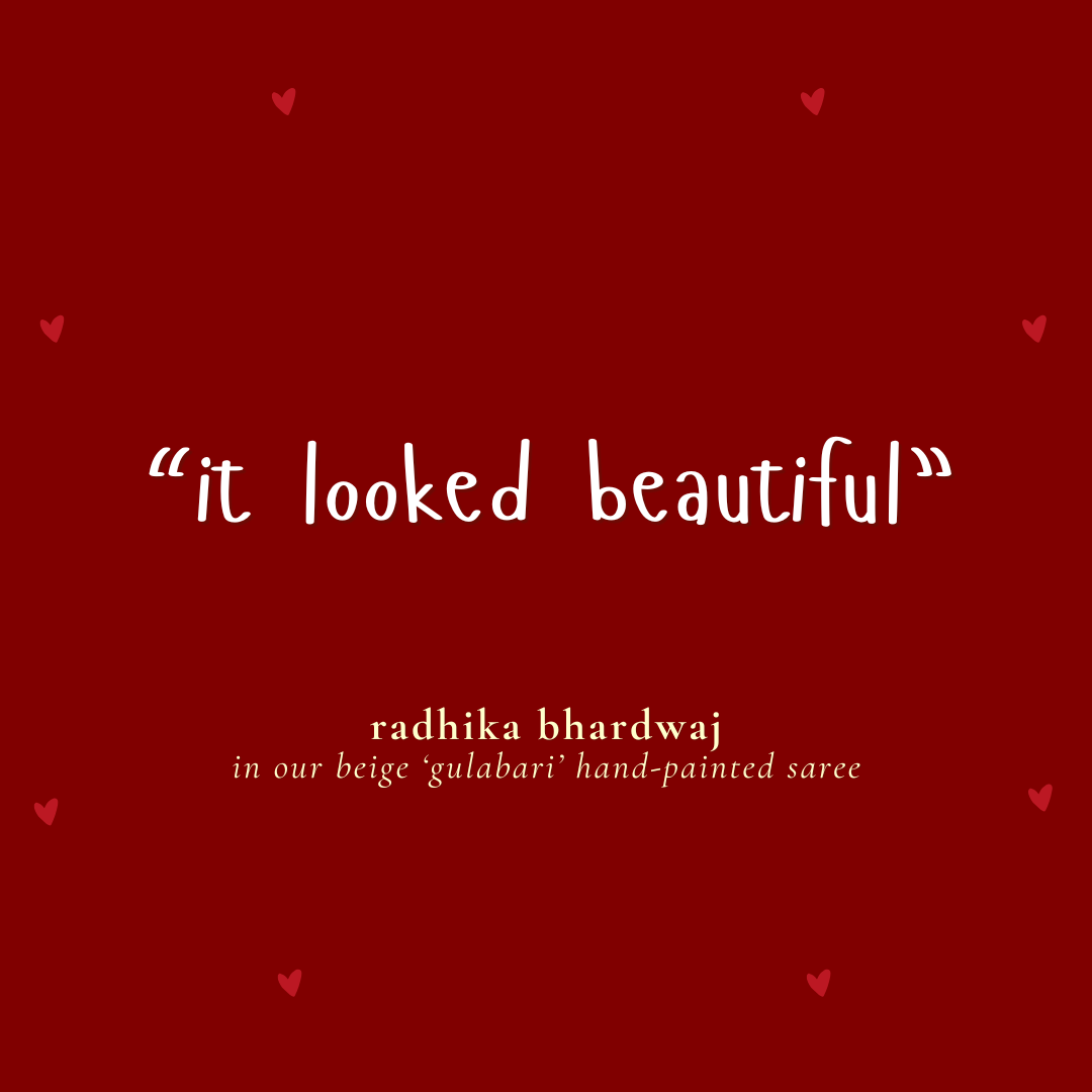 hand painted saree in pure organza silk by noor by hansa in beige colour paired with a pure cotton blouse piece