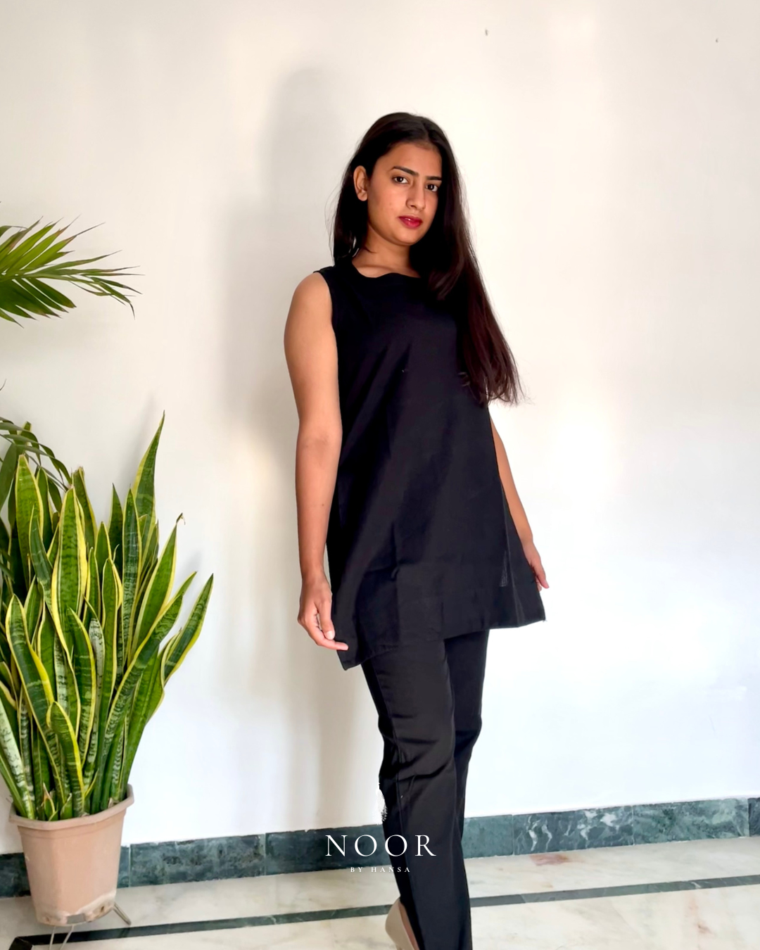 black cotton linen noor by hansa kurta co-ord set, crafted from a luxe linen-cotton blend that feels as good as it looks. available in five vibrant colours, this playful set is perfect for office wear or a day full of running errands