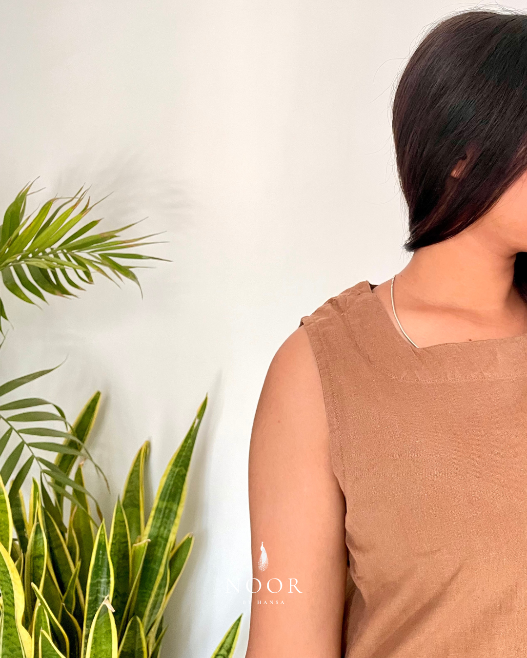 brown cotton linen noor by hansa kurta co-ord set, crafted from a luxe linen-cotton blend that feels as good as it looks. available in five vibrant colours, this playful set is perfect for office wear or a day full of running errands