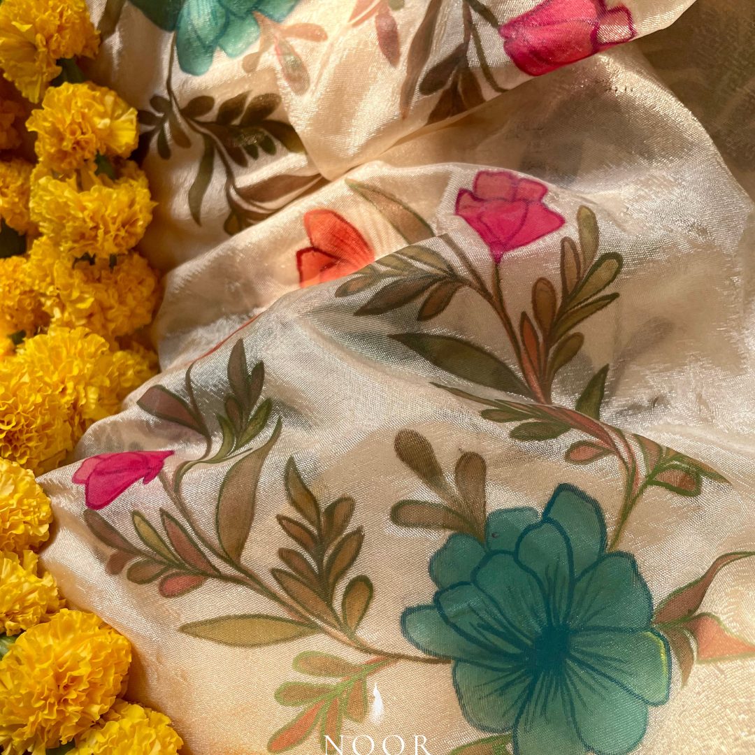 hand painted dupatta in tissue by noor by hansa