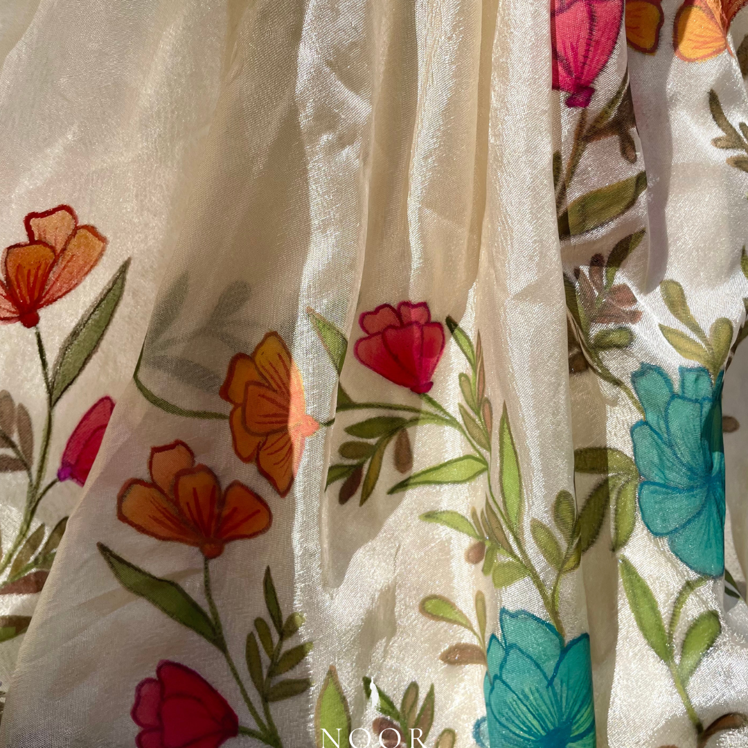 hand painted dupatta in tissue by noor by hansa