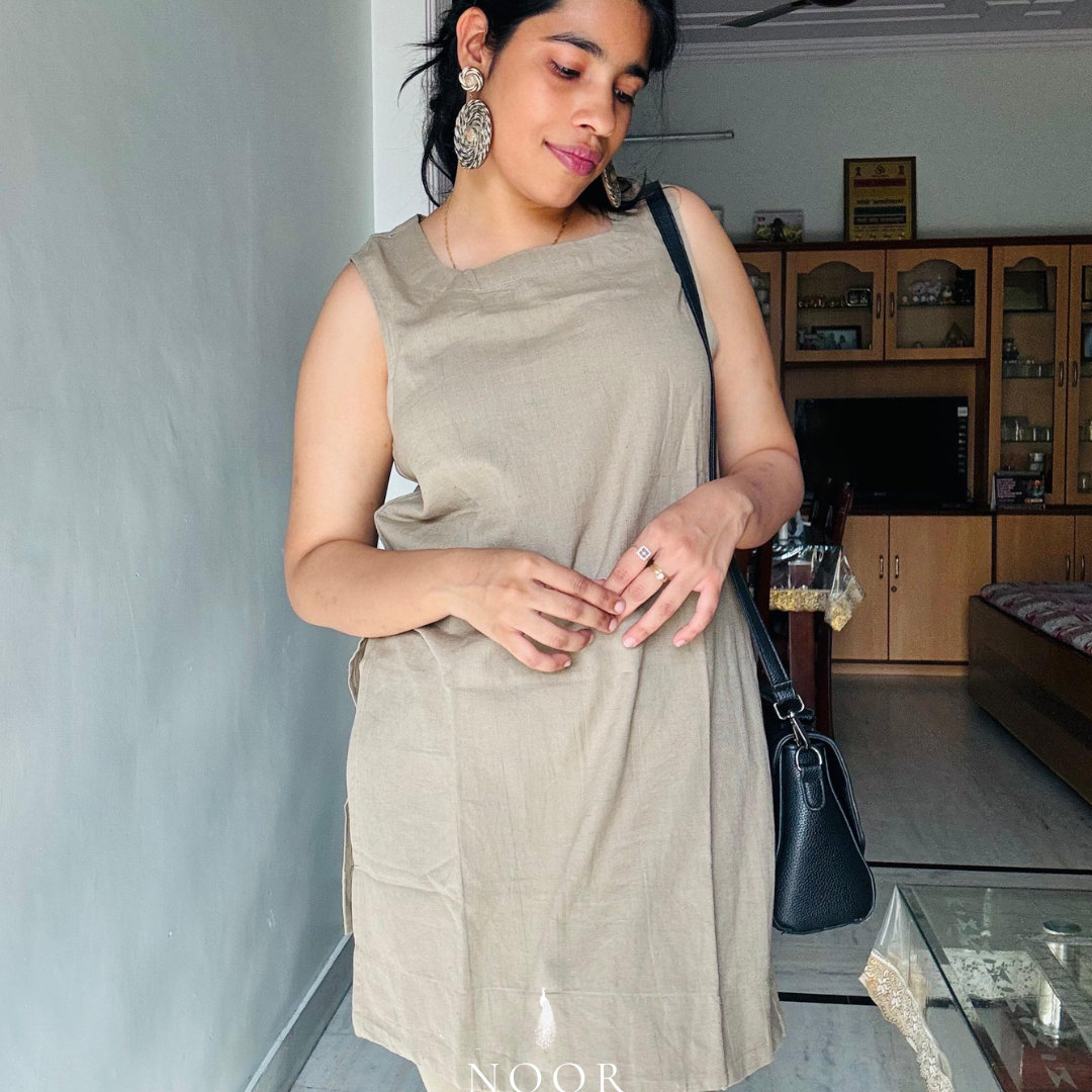 grey cotton linen noor by hansa kurta co-ord set, crafted from a luxe linen-cotton blend that feels as good as it looks. available in five vibrant colours, this playful set is perfect for office wear or a day full of running errands review customer