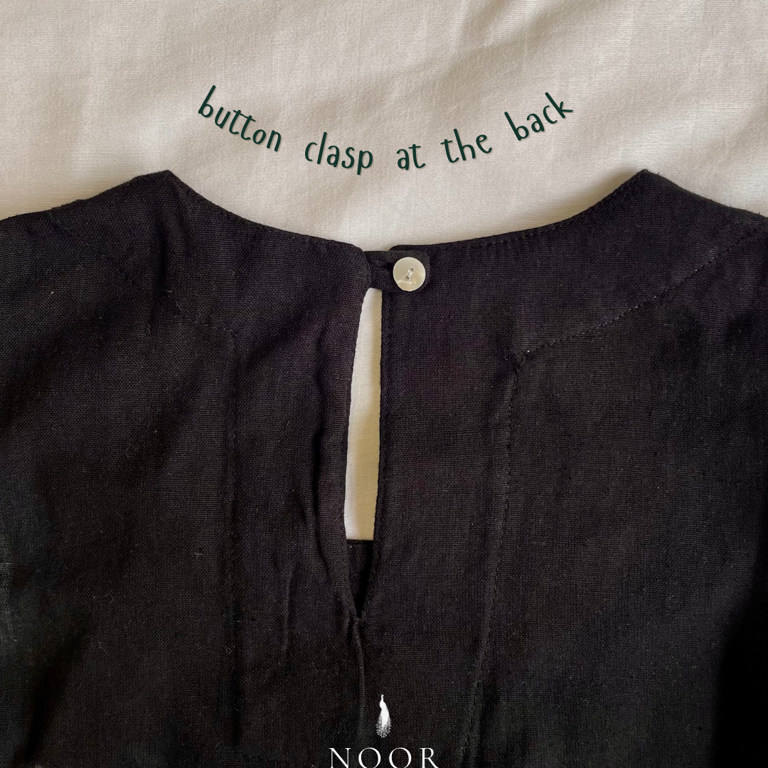 black cotton linen noor by hansa kurta co-ord set, crafted from a luxe linen-cotton blend that feels as good as it looks. available in five vibrant colours, this playful set is perfect for office wear or a day full of running errands