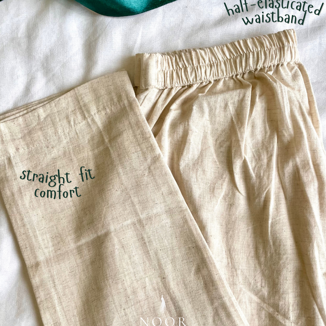 ecru white beige cotton linen noor by hansa kurta co-ord set, crafted from a luxe linen-cotton blend that feels as good as it looks. available in five vibrant colours, this playful set is perfect for office wear or a day full of running errands