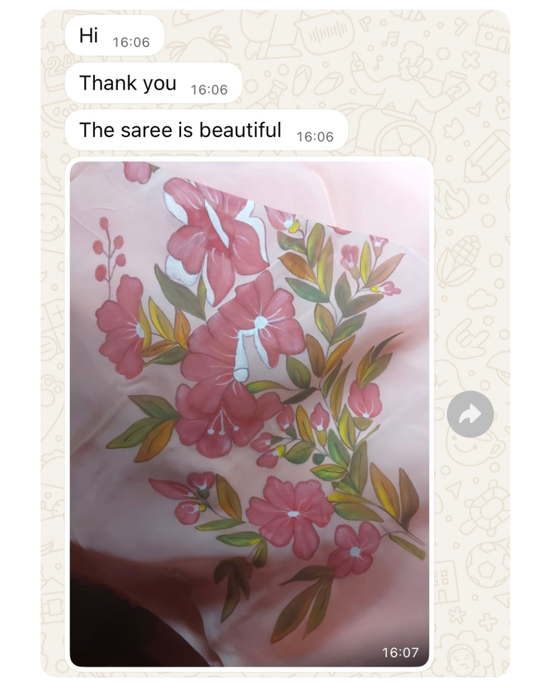 deep pink hand painted 'gulbaag' organza silk saree