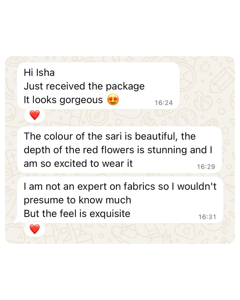 peach hand painted 'adab' organza silk saree