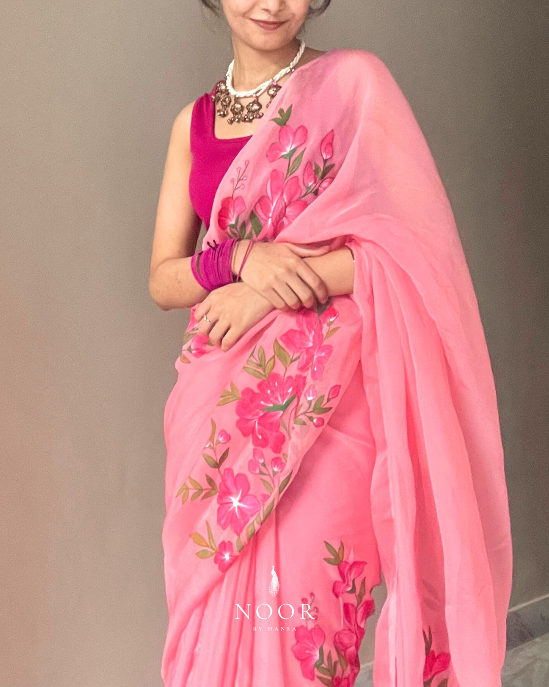 hand painted saree in pure organza silk by noor by hansa, hand painted sarees
handpainted sarees
handpainted sari
hand painted saris
jaipur sarees
handcrafted saris
organza silk sarees
tissue sarees
tissue saris
organza silk saris
noorbyhansa 
noor by hansa