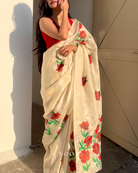 hand painted saree in tissue by noor by hansa perfect for weddings and farewells