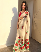 hand painted saree in tissue by noor by hansa / full picture