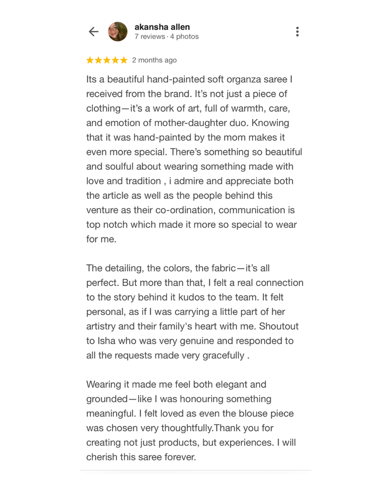 beige hand painted 'morni' organza silk saree