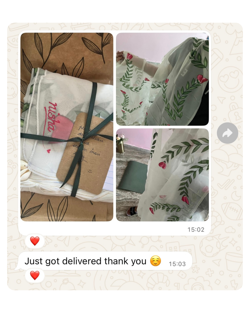 ivory hand painted 'jaituni' odhani