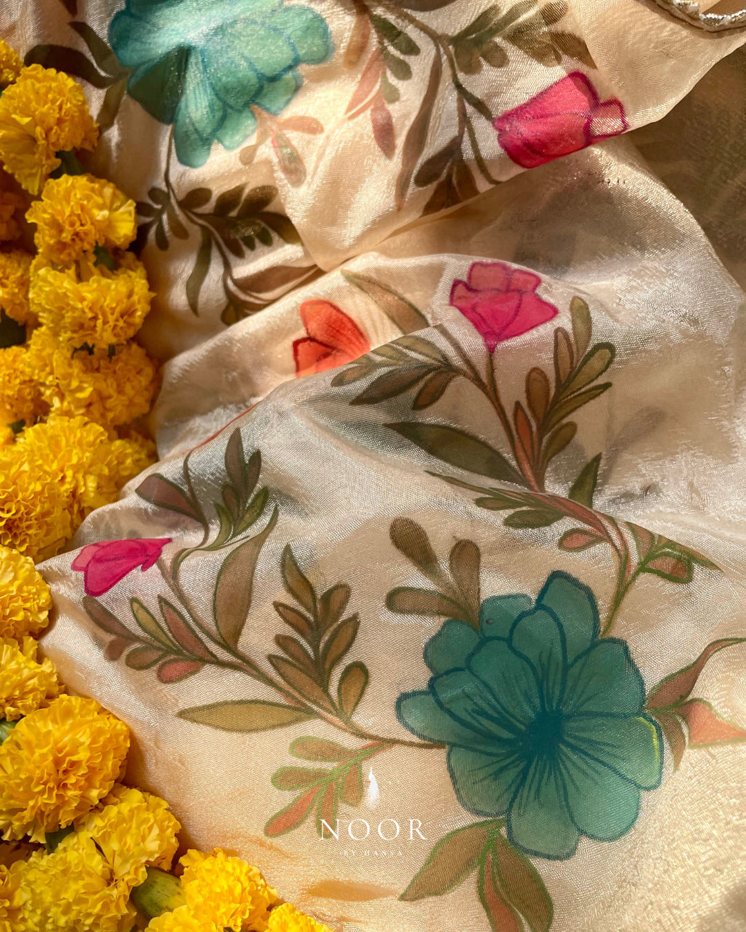 hand painted dupatta in tissue by noor by hansa