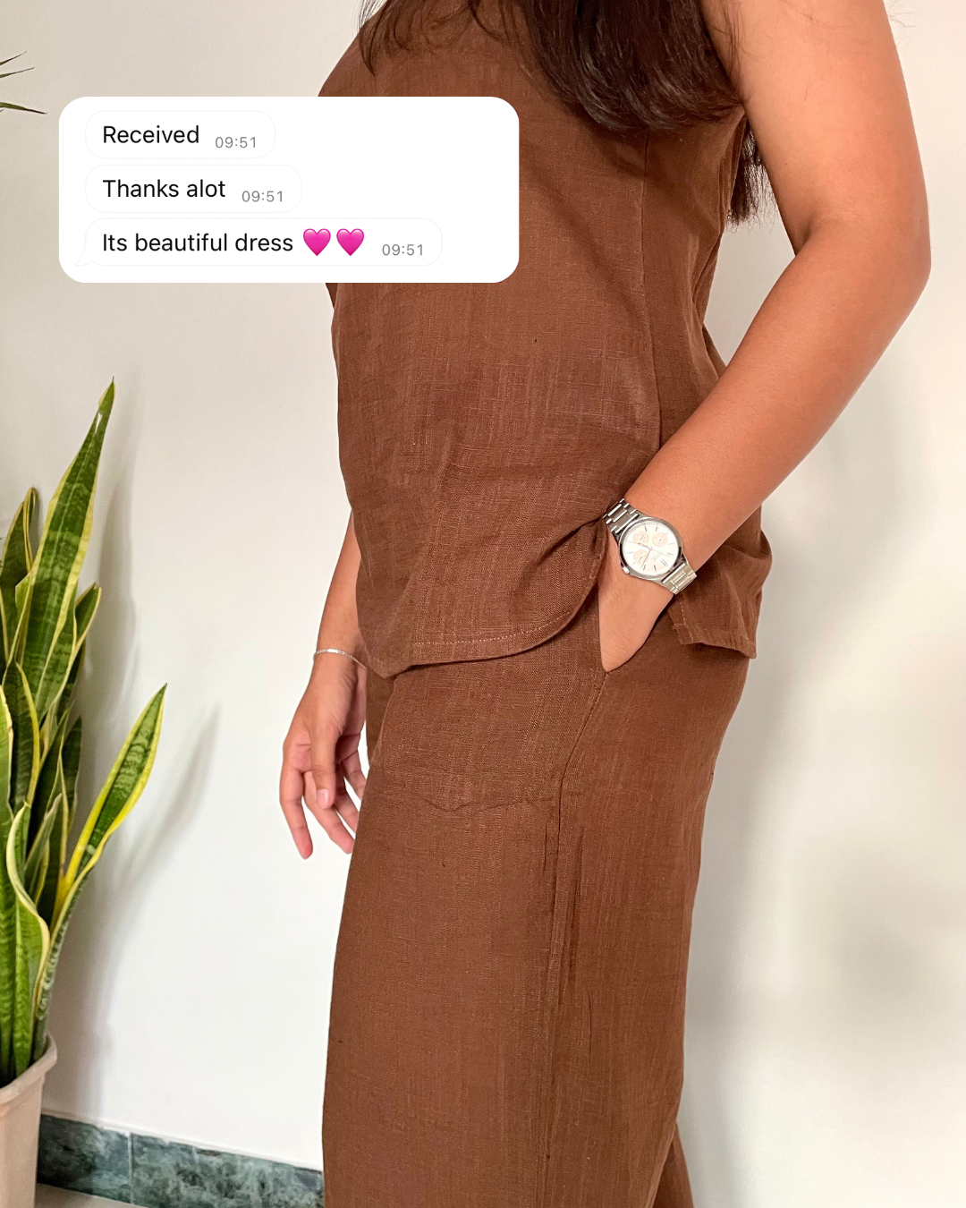 coffee brown cotton noor by hansa v-neck co-ord set that’s as comfy as your favourite loungewear but sharp enough for the office! hand-made from an ultra-soft cotton blend, it stays vibrant wash after wash with zero colour bleeding. perfect for those days when you want to feel cozy and look effortlessly chic!