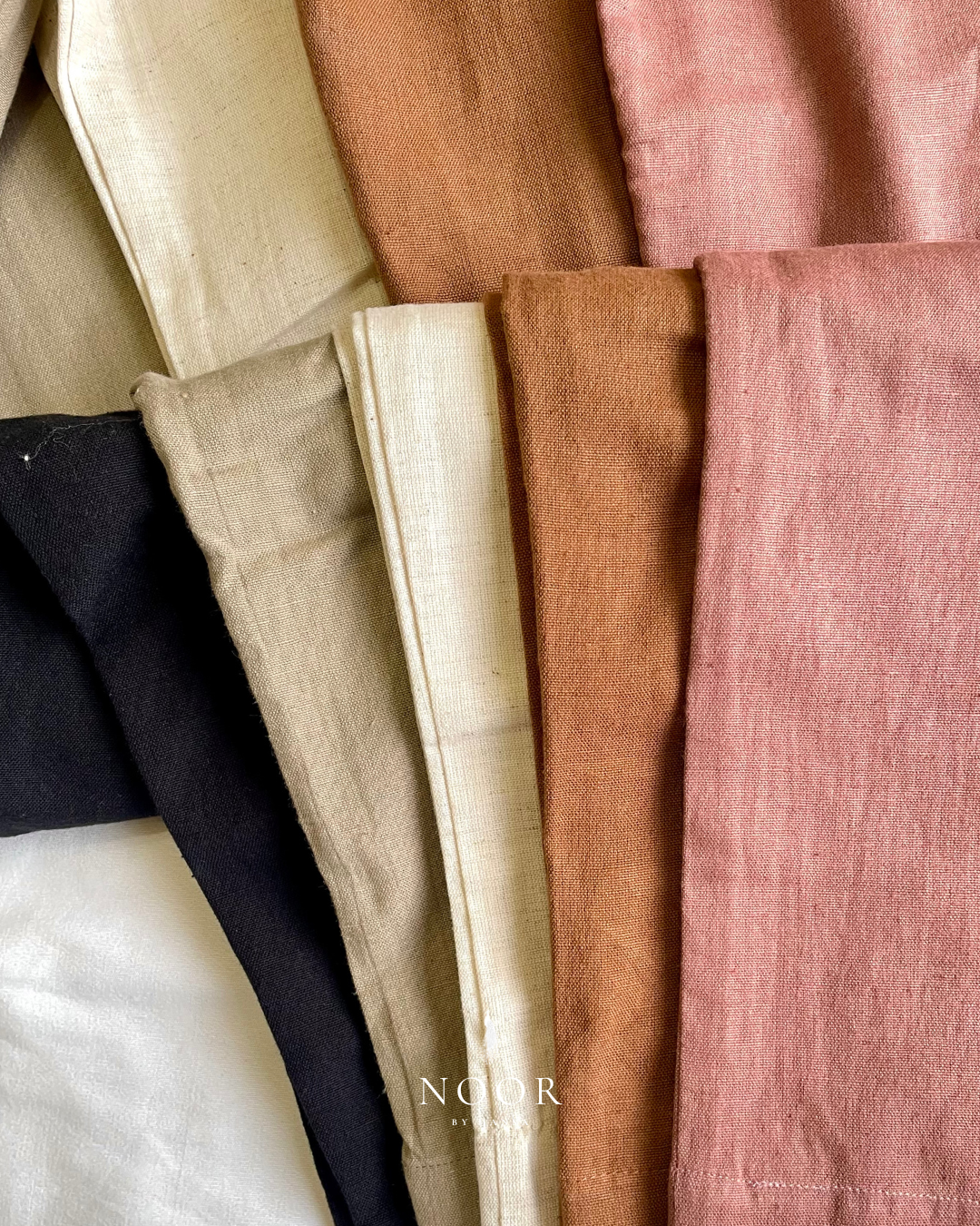 linen straight fit pants noor by hansa rose pink black brown grey ecru white crafted from a luxe linen-cotton blend that feels as good as it looks. available in five vibrant colours, they're really made for the indian body type - no more fitting into what was not made for us!

style tip pair these pants with linen shirts, cotton kurtas or basic tank tops for a chic look on a busy day!