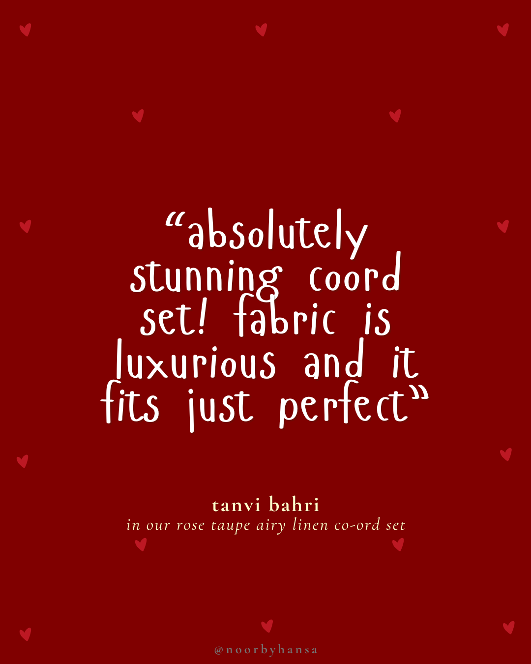 rose cotton linen noor by hansa kurta co-ord set, crafted from a luxe linen-cotton blend that feels as good as it looks. available in five vibrant colours, this playful set is perfect for office wear or a day full of running errands, customer review 